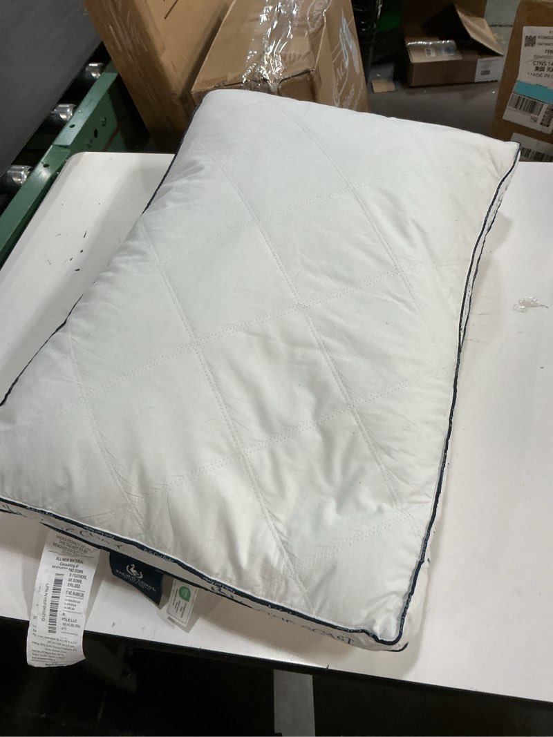 Condition photo showing As Is for Pacific Coast Firm Bed Pillow, Luxury Hotel Collection Goose Feather and Down Pillow for Sleeping, Standard Size with Gusset Design, Oeko-TEX Certified, Supportive for Side and Back Sleepers Standard (Pack of 1)