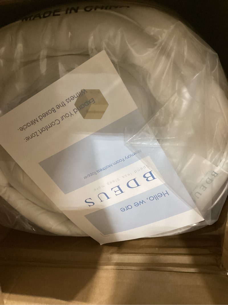 Condition photo showing New/Like New for BDEUS Dual Layer 5 Inch Memory Foam Mattress Topper King Size, 2 Inch Gel Memory Foam Plus 3 Inch 1450 GSM Down Alternative Quilted Pillow Top Mattress Pad Cover,White White King