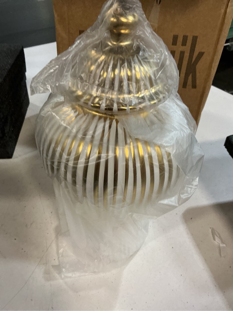 Condition photo showing New/Like New for ginger jar, decorative porcelain ginger jar with lid, white gold ceramic vase for decor decor, kitchen, bookshelf decor, storage jar, table center vase(12in) 12 inch white and gold