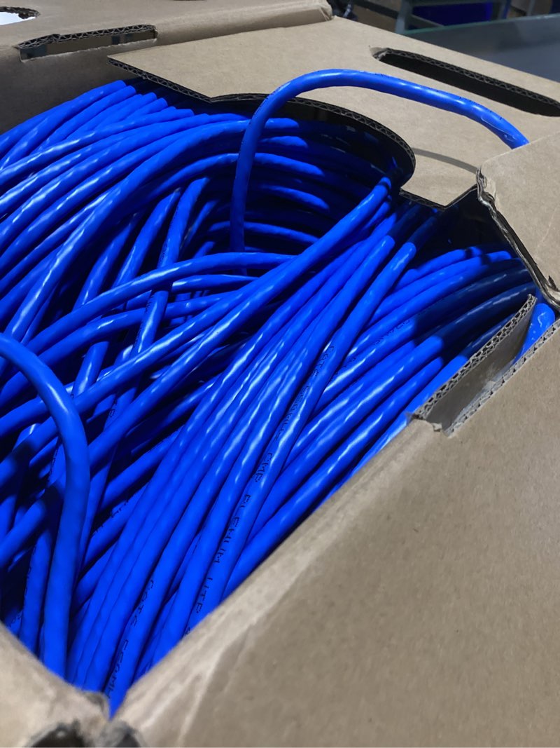 Condition photo showing As Is for | 550MHZ CAT6 Plenum Cable 1000ft Blue, 23AWG 4Pair, Solid Network Cable Unshielded Twisted Pair (UTP), Available in 7 Colors