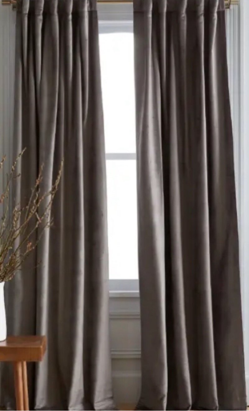 quince luster velvet blackout curtain panel slate grey 48” x 96” one panel
