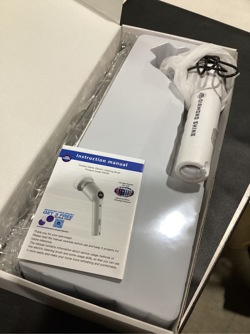 Condition photo showing Good Condition for diamond shine 7-in-1 cordless spin scrubber – rechargeable electric power scrubber with extendable handle & 7 brush heads for kitchen, bathroom, tile, grout & floors