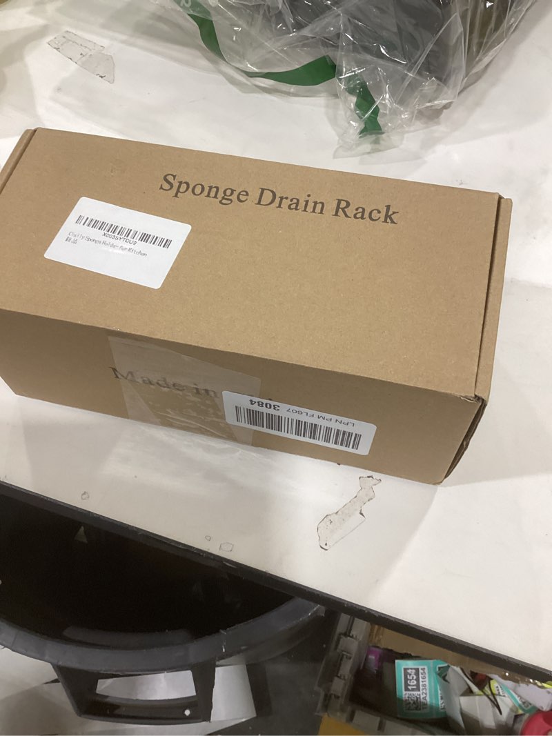 Condition photo showing New/Like New for Cisily Sponge Holder for Kitchen Sink, Sink Caddy Organizer with High Brush Holder, Kitchen Countertop Organizers and Storage Essentials, Rustproof 304 Stainless Steel (Black, 9.25?)