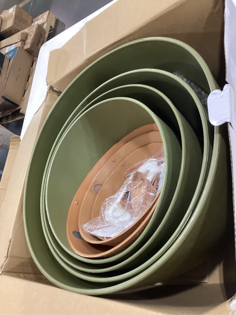 Condition photo showing Good Condition for plant pots,12/10/9/8/ inch large plastic self watering flower pots indoor outdoor with drainage holes, deep reservoir,nursery planting pot for indoor out door plants green