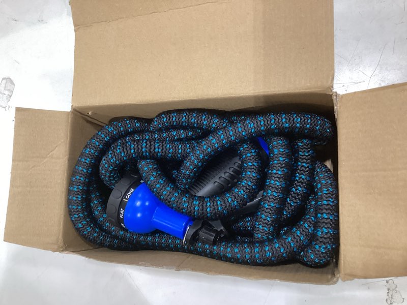 Condition photo showing Good Condition for flexi hose expandable garden hose with 8 function nozzle, 50ft - lightweight retractable garden hose, water hose - no-kink flexibility, 3/4 inch solid brass fittings and double latex core