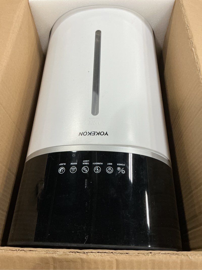 Condition photo showing As Is for Yokekon Cool and Warm Mist Humidifier Large Room, 4.76Gal/18L Humidifiers for Home 2500 sq ft, Air Humidifiers for Bedroom with Diffuser&Extended Tube, Whole House Humidifiers for Nursery Baby Plants White