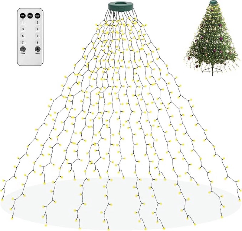 aneeway 400 led christmas tree lights, 6.6ft x 16 string, warm white, indoor/outdoor, led, remote control, memory & timing function