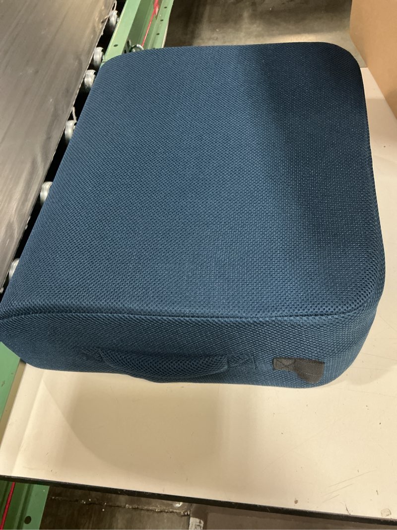 Condition photo showing As Is for mabozoo extra thick chair cushions, office chair booster seat cushion to raise seat height for pain relief,18 x 16 x 6 inch non slip memory foam thick cushion with carry handle?navy blue?