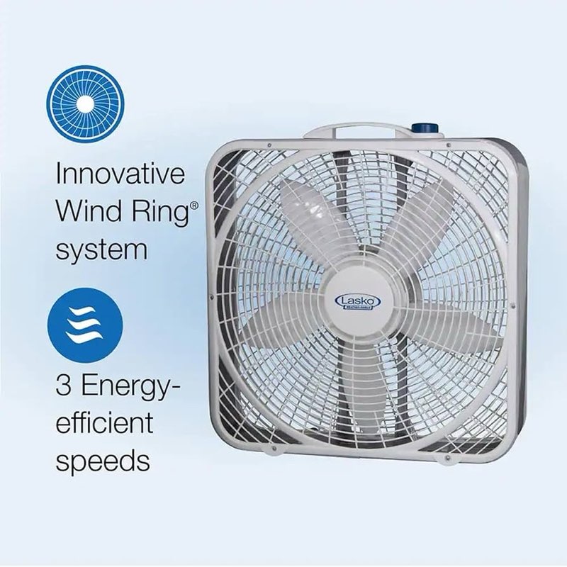 Condition photo showing As Is for lasko - 20" weather-shield performance box fan, 3-speed (3720)