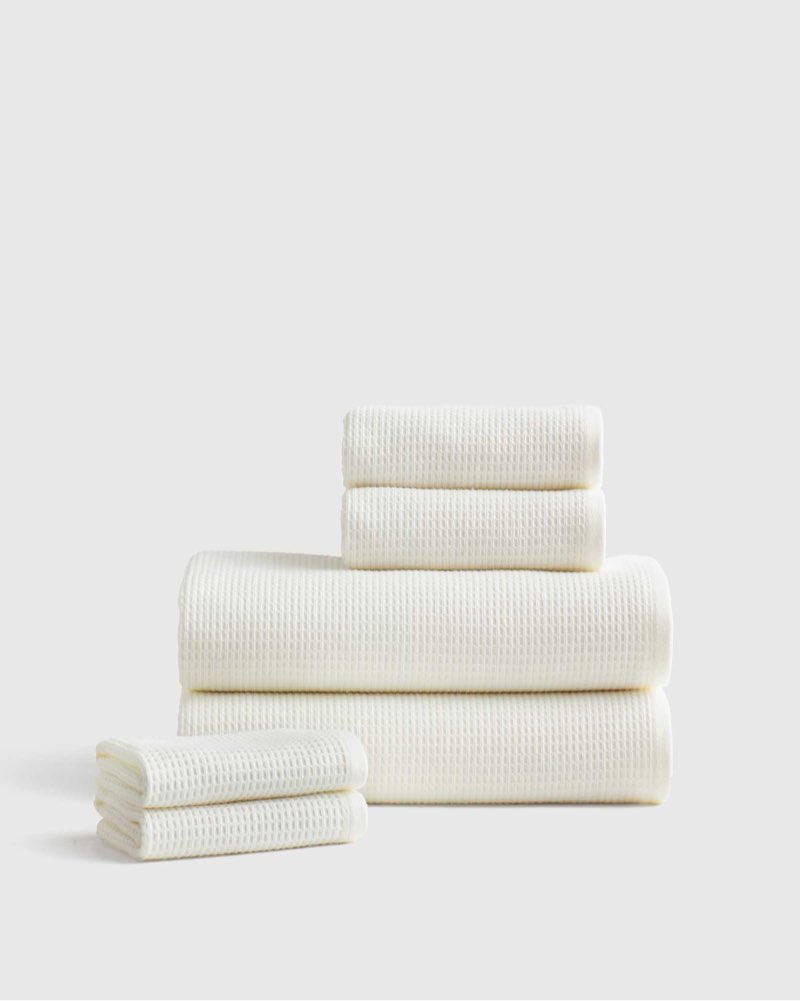 quince turkish waffle terry bath towel bundle color: ivory set