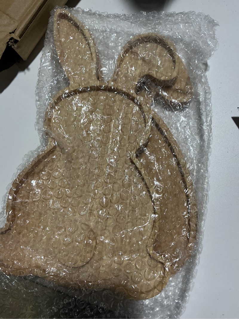 Condition photo showing Good Condition for 2pcs Bunny Serving Wood Trays Cute Cute Wooden Serving Trays Party Supplies Candy Dish Easter Egg-Shaped Plate Easter Day Table Tray Snacks Dish for Housewarming Party Spring Rustic Decoration