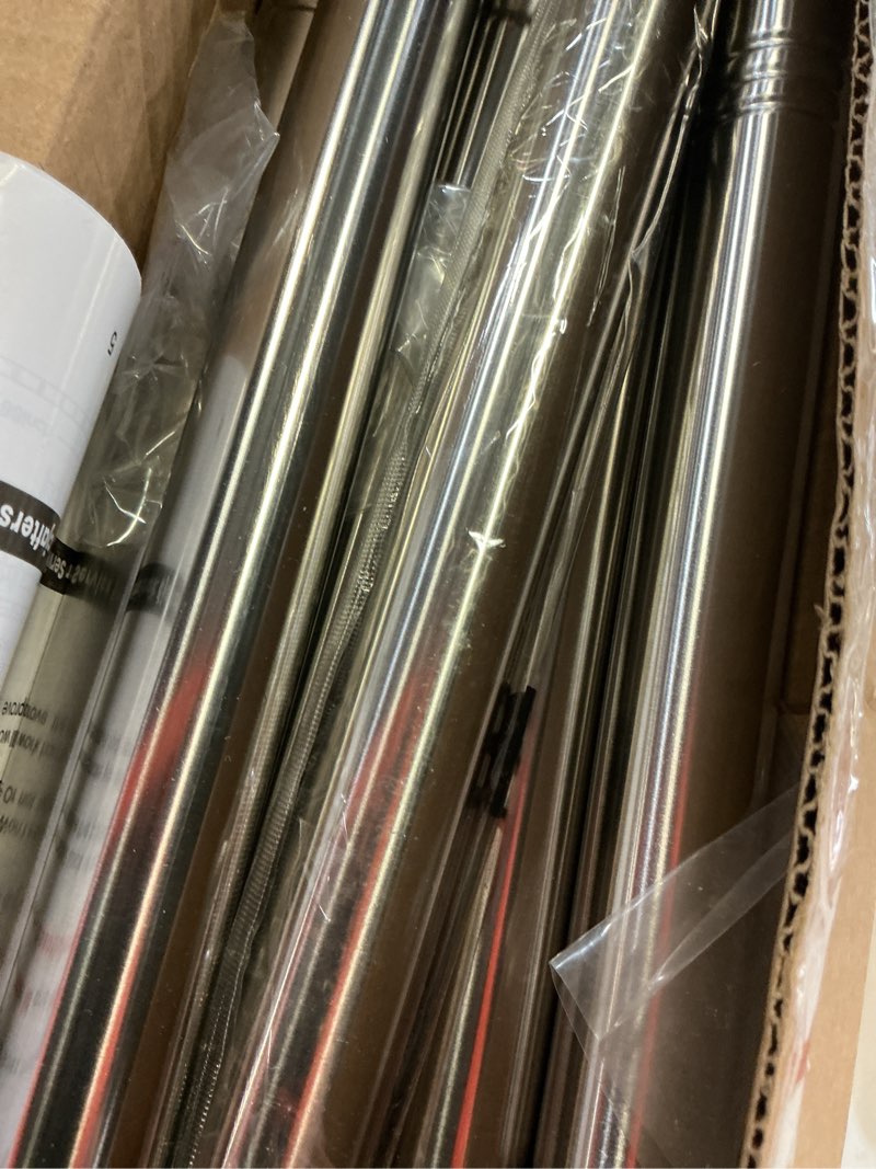 Condition photo showing Good Condition for silver long curtain rod tension shower curtain rods 30 to 120 inch adjustable heavy duty rods for bathroom windows outdoor spliced telescopic design no drill no slip stainless steel silver 30-120“