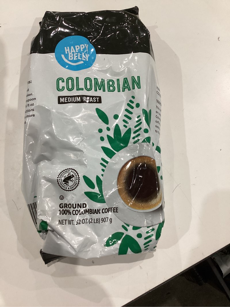 Condition photo showing New/Like New for Amazon Brand - Happy Belly Colombian Ground Coffee, Medium Roast, 2 pound (Pack of 1)