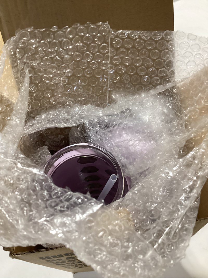 Condition photo showing Good Condition for 64 oz Glass Water Bottle with Straw and Handle Half Gallon Water Jug with Silicone Sleeve Large Water Bottle for Office, Gym, Outdoor Sports purple 64 Ounces