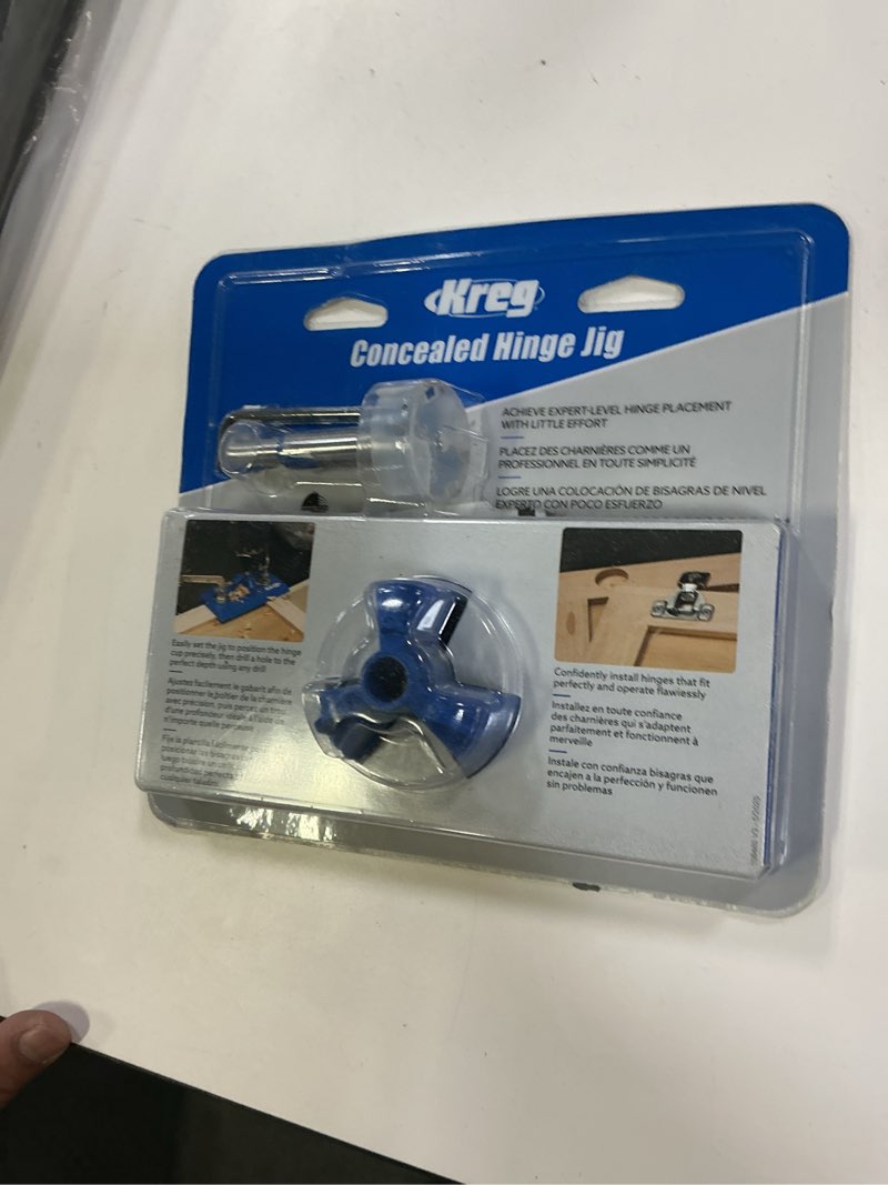 Condition photo showing Good Condition for Kreg KHI-Hinge Concealed Hinge Jig - Drill Perfect Holes for Cabinet Hinges & Hardware Installation - Cabinet Door Hinge Tool - Cabinet Hardware Jig - Holiday Home Improvement Gifts for Him