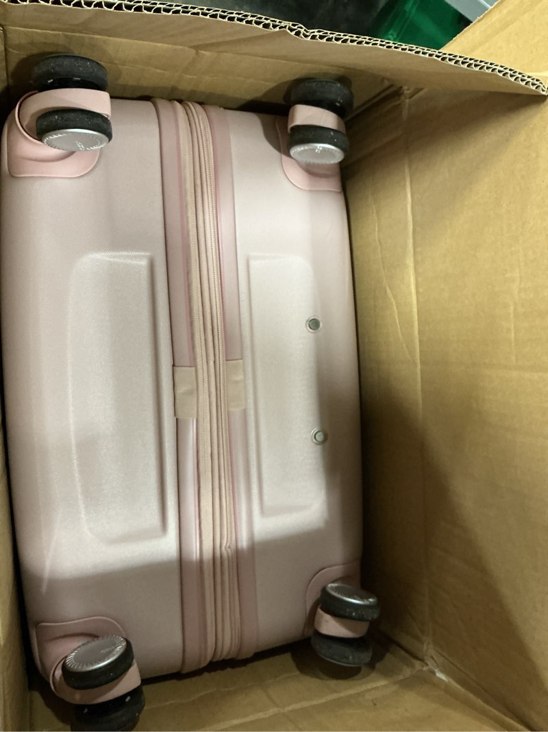 Condition photo showing As Is for american tourister stratum 3.0 large 28-inch spinner, airline approved, durable hardside luggage, expands 1.5", rightheight™ adjustable handle, pink blush large - checked pink blush