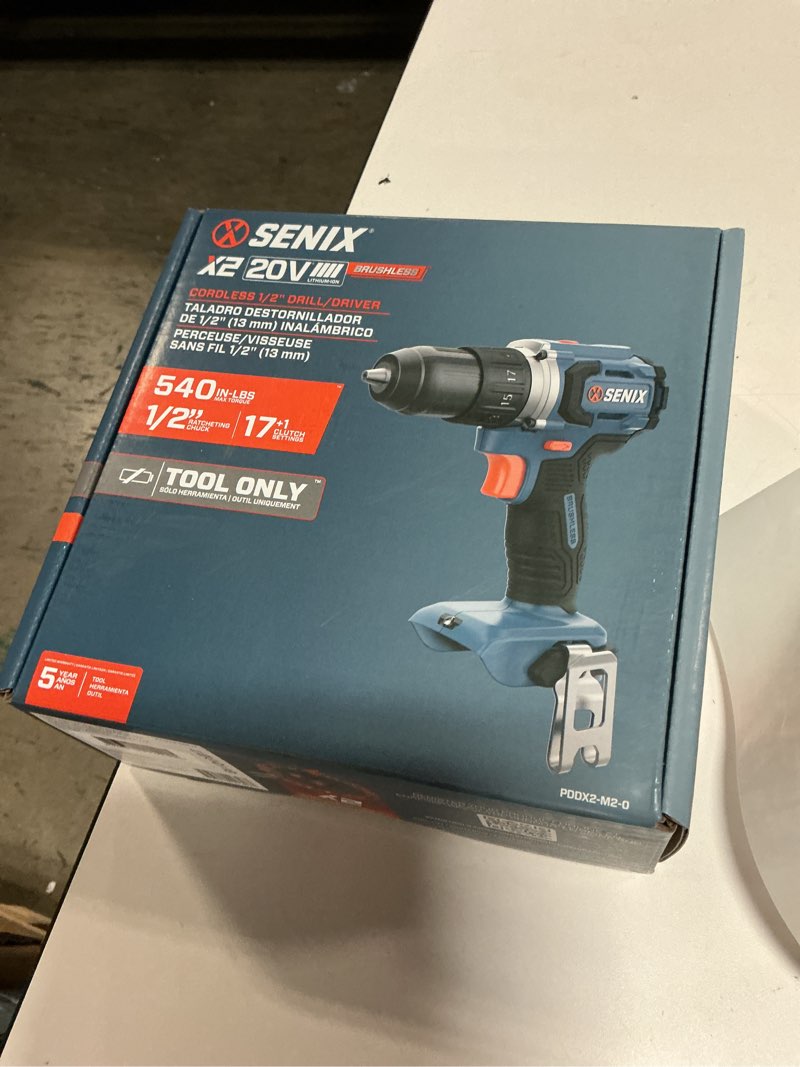 Condition photo showing New/Like New for senix x2 20-volt 1/2-in keyless brushless cordless drill