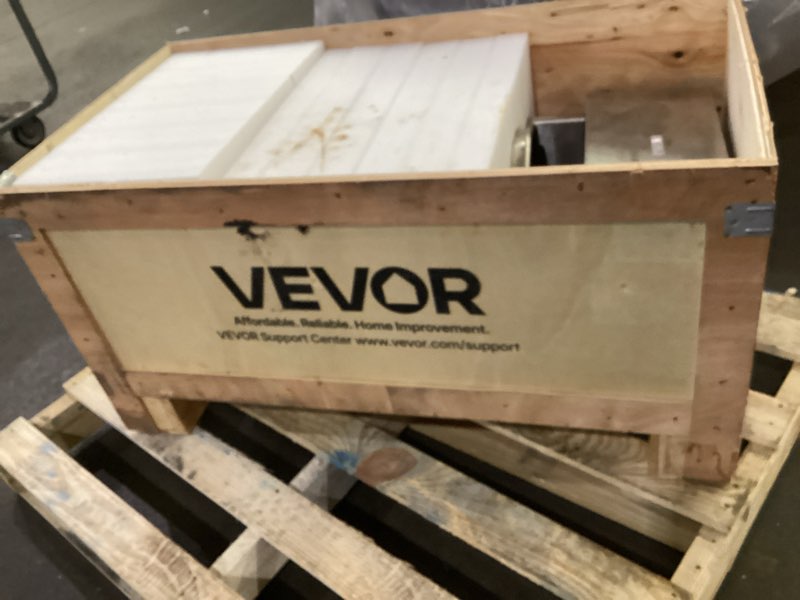 Condition photo showing As Is for vevor electric sausage stuffer, 55 lbs / 25 l vertical meat stuffer, stepless speed control and foot pedal, stainless steel heavy duty sausage filler with 5 stuffing tubes, for commercial & home use 55lb/25l