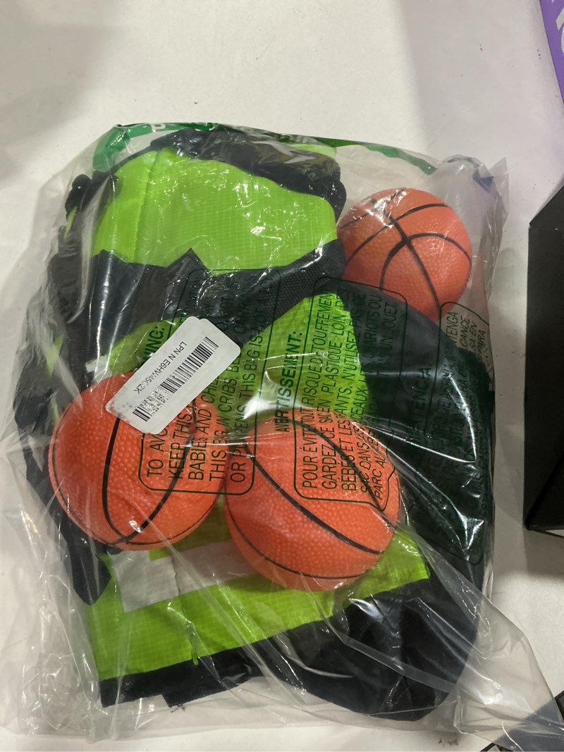 Condition photo showing As Is for trampoline basketball hoop set, trampoline basketball hoop attachment waterproof basketball goal for trampoline soft basketball game accessories for all ages basketball lovers green