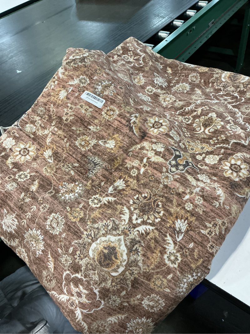 Condition photo showing Good Condition for 8x10 area rugs reddish brown washable rug for living room, dining room, bedroom, large carpets, non 