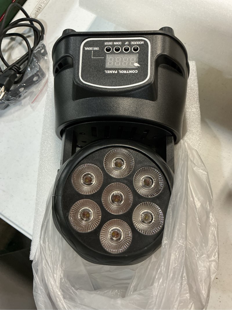 Condition photo showing New/Like New for moving head light 7 x 18w 6 in 1 led rgbwa+uv stage dj lights | dmx& sound activated, 9/14 ch, 540° pan & 180° tilt, wash light for party, weddings, clubs, concerts, bars and events rgbwa+uv-1pcs