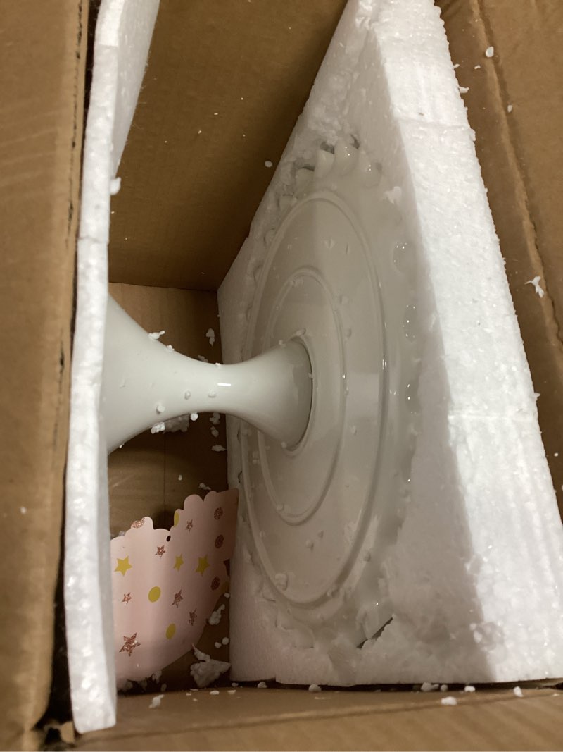 Condition photo showing Good Condition for 12-inch porcelain round cake stand - white dessert stand for wedding, birthday party