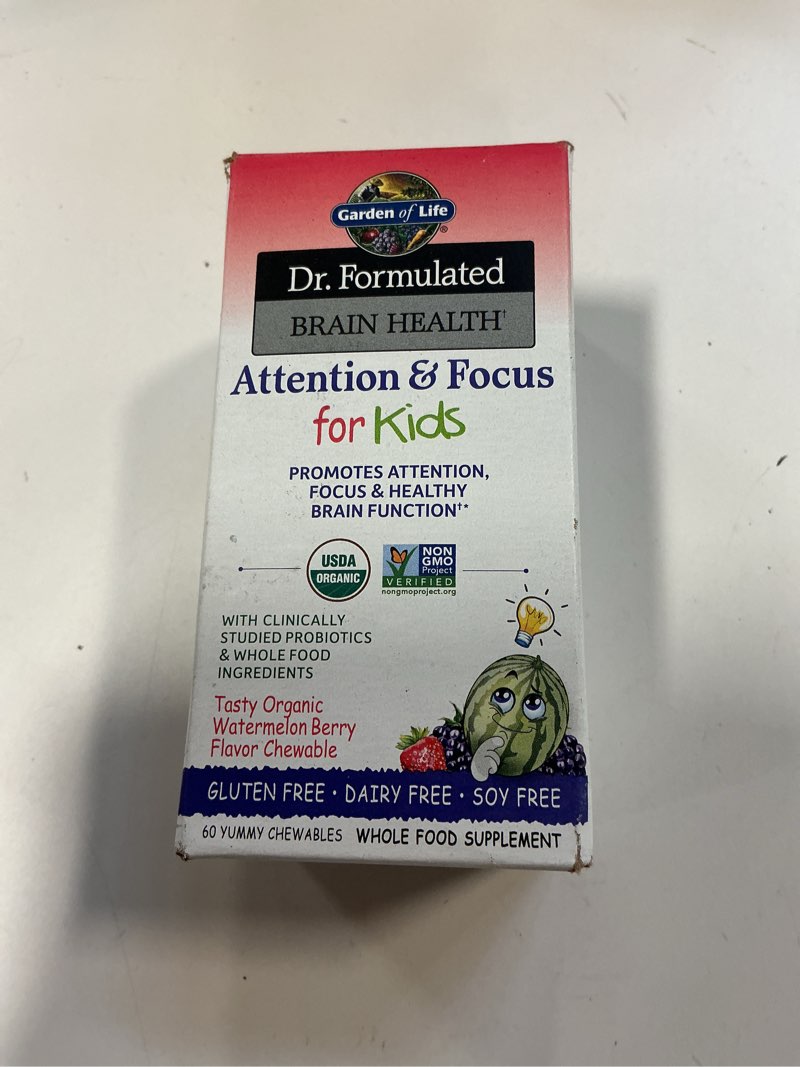 Condition photo showing New/Like New for (Best by 03/2026) Garden of Life Dr. Formulated Attention and Focus for Kids, Supplement Promotes Healthy Brain Functi