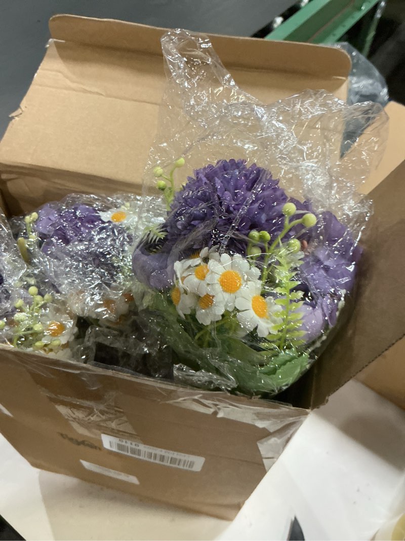 Condition photo showing New/Like New for Tigeen 12 Bundles Peonies Artificial Flowers Faux Roses Silk Flowers Hydrangea Artificial Bouquet for Wedding Table Centerpiece Floral Vase Home Office Bridal Decor (Dark Purple) Dark Purple 12