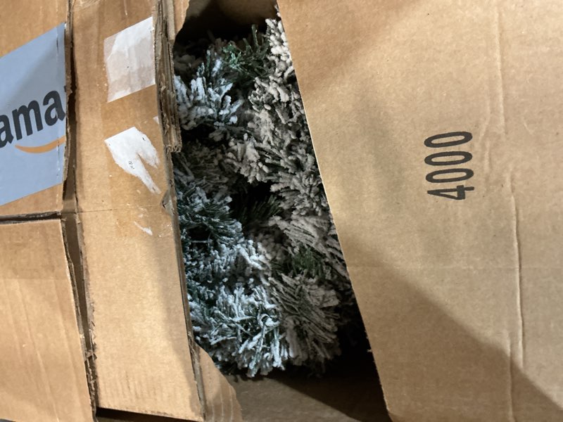 Condition photo showing As Is for 6 ft Pre-Lit Artificial Christmas Tree, Green Christmas Pine Tree with 450 LEDs, 1309 Branch Tips,Collapsible Stand, Switch Foot Pedal,PVC Holiday Trees with Metal Stand,Easy Assembly - Xmas Decor 6ft Green