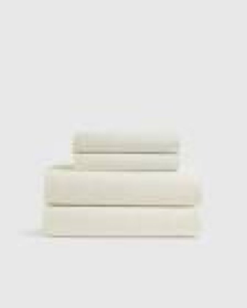 quince, classic organic percale sheet set of 4  (queen)ivory