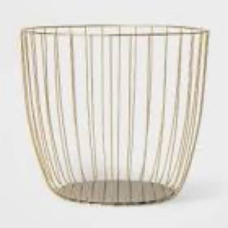 large metal wire basket gold - threshold™: round decorative blanket holder, 18\"x16\" iron basket