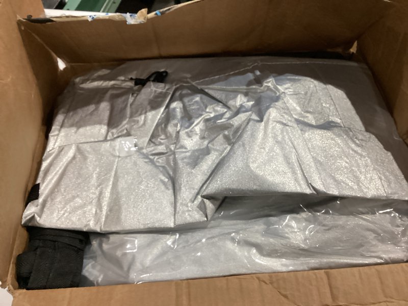 Condition photo showing Good Condition for Full Car Cover Universal 6 Layers Outdoor Thicked All Weather Cover, Sunshield, Waterproof, Snow Proof, UV Proof, Scratch Proof, Bird Droppings, 6 Reflective Strips, Fits Pickups up 180"-206" Silver Car Cover C6 - Fits Pickup Trucks 180"-206" in Length
