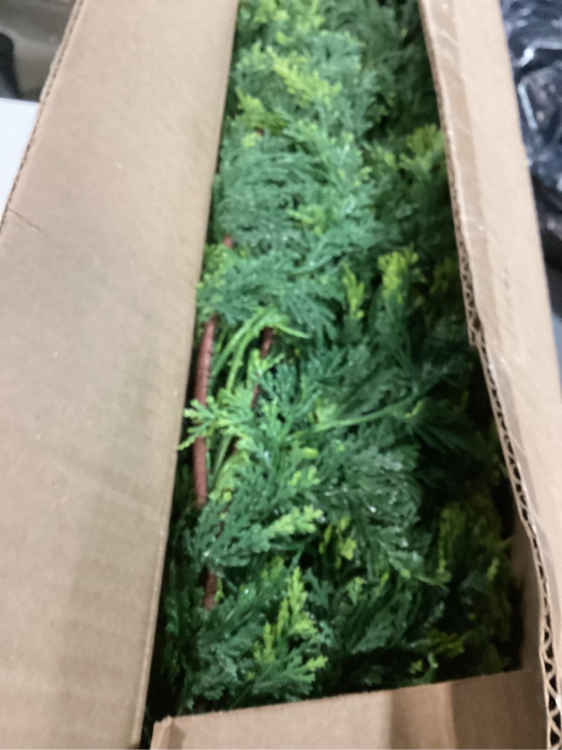 Condition photo showing Good Condition for 9ft Christmas Cedar Garland with Soft Thickness Pine, Artificial Green Faux Cedar Pine Garland for Mantle Fireplace Indoor Outdoor Holiday Party Home Decoration?4 Pcs?