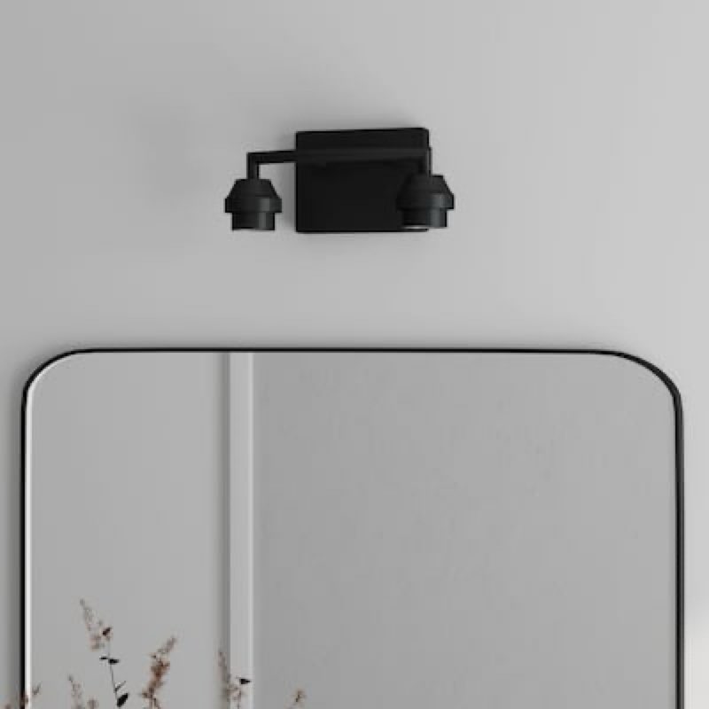 style selections mix and match 10.62-in 2 -light matte black transitional vanity light fitter