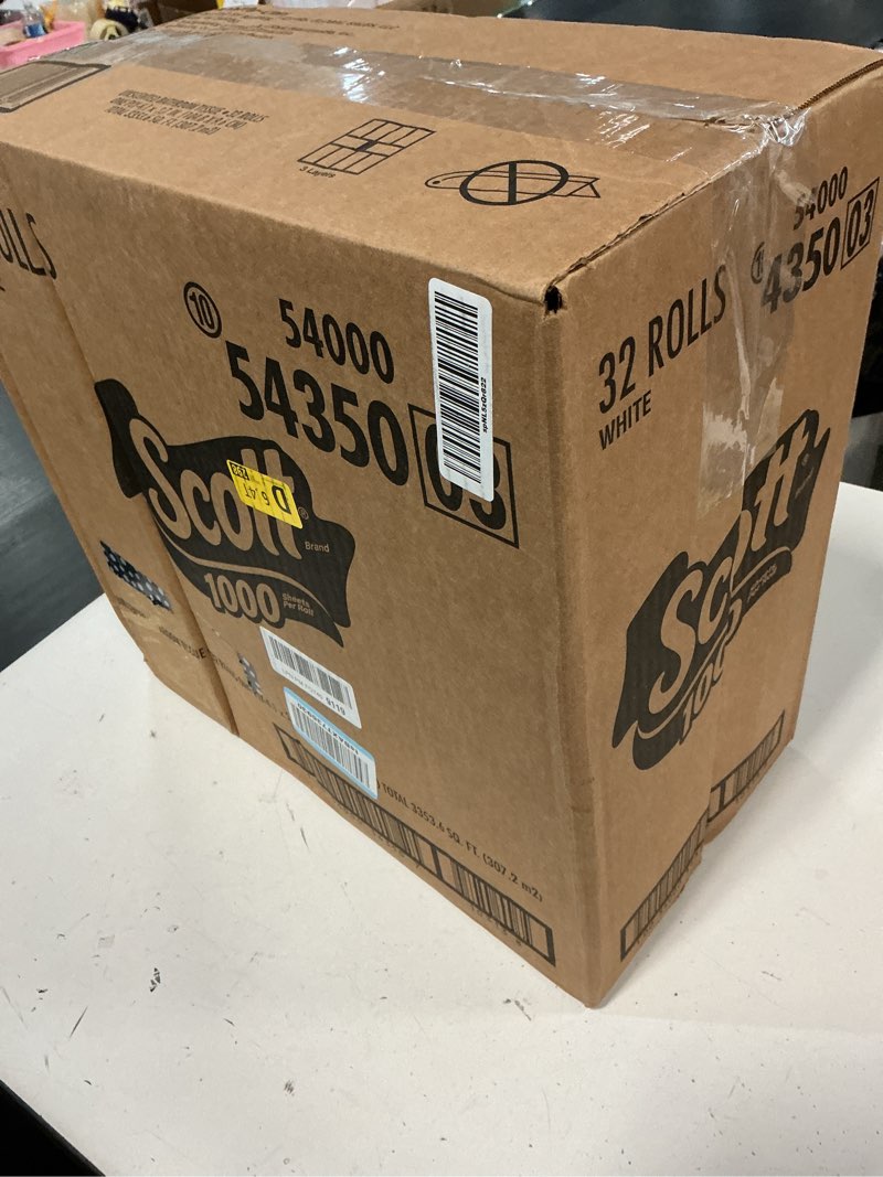 Condition photo showing New/Like New for scott 1000 trusted clean toilet paper, 32 rolls, septic-safe, 1-ply toilet tissue regular 1000 sheets (pack of 32)