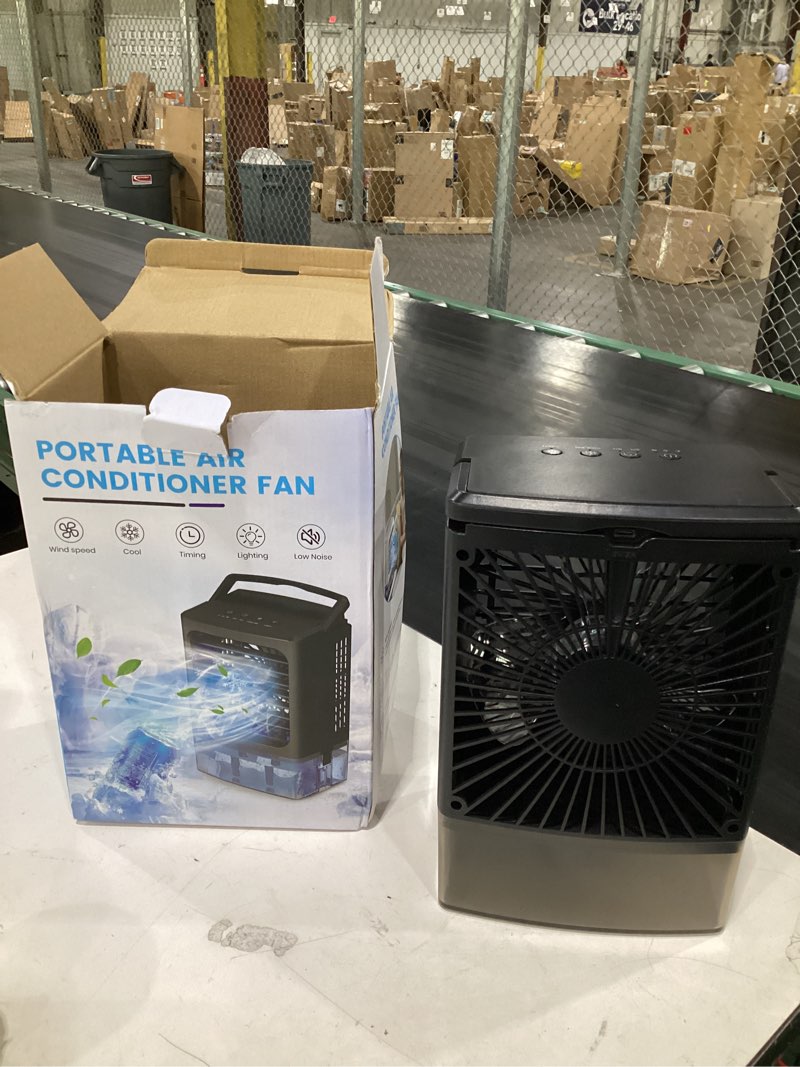 Condition photo showing Good Condition for mini air conditioner,portable air conditioners,evaporative air cooler humidifier, 3 speed quiet personal cooling fan, 7-color led night light, 4/8h timer for bedroom, office, camping, room,home black
