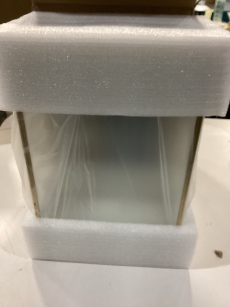 Condition photo showing New/Like New for Vintage Glass Jewelry Box Keepsake Box with Hinged Lid and Mirrored Bottom, Great for Storage Trinket/Jewelry/Card/Photo, Gold Decorative Box for Dresser (Glod/Transparent, X-Large) X-Large Glod / Transparent