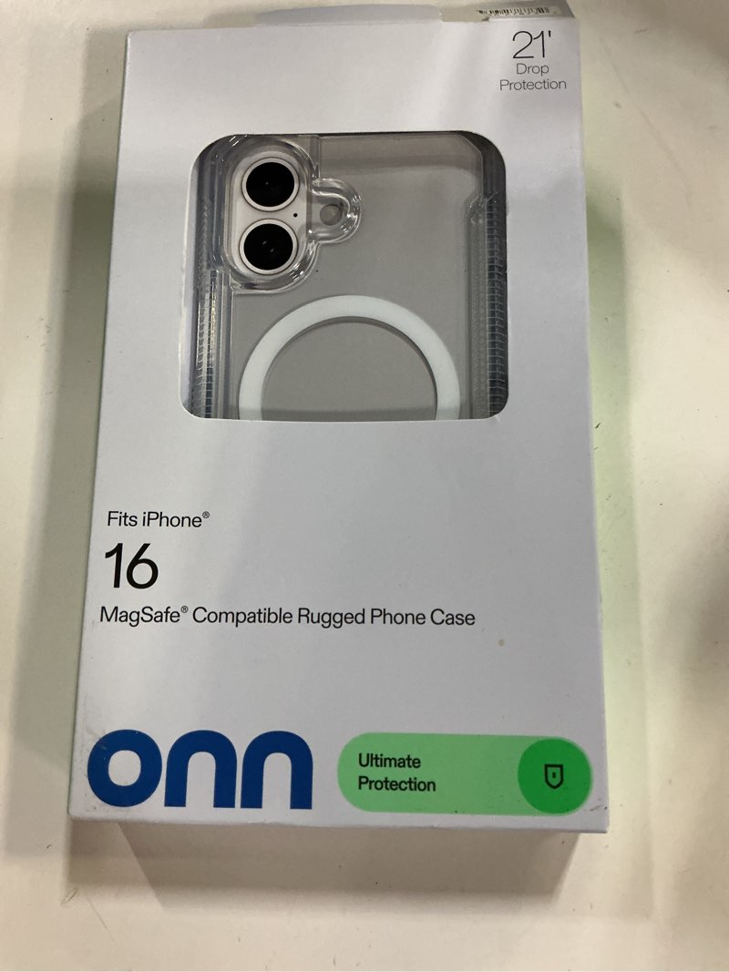 Condition photo showing New/Like New for onn. wibclr100149692 magsafe compatible rugged phone case for iphone 16 - clear