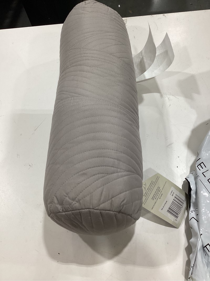 Condition photo showing Good Condition for brielle home stream bolster pillow, 6\" x 18\", light grey