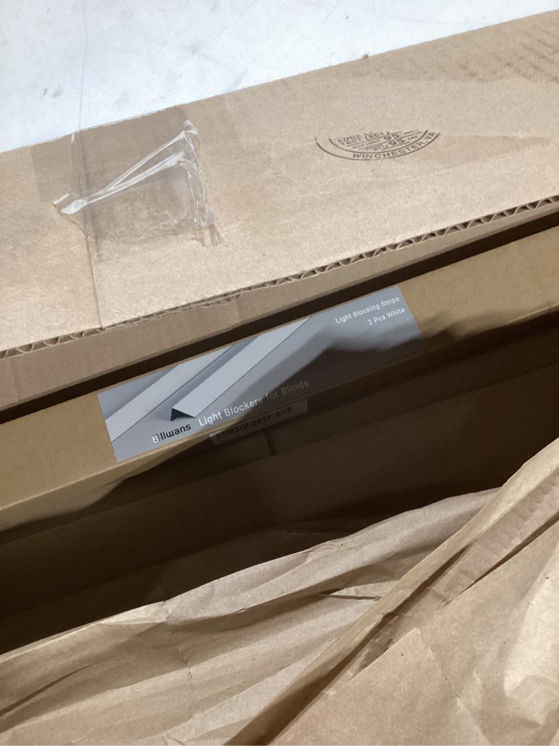 Condition photo showing New/Like New for Light Blocking Strips for Window Shades and Blinds, 100% Blackout PVC Side Tracks Light Blocker for Blinds, Window Light Blocker for Bedroom(White, 58", 2PCS)