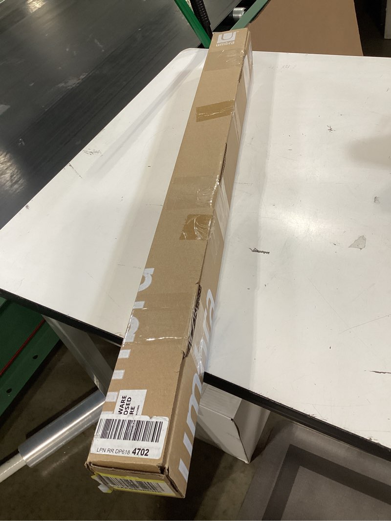 Condition photo showing As Is for umbra dorest 5/8-inch drapery rod for window, 28-48 inches, nickel