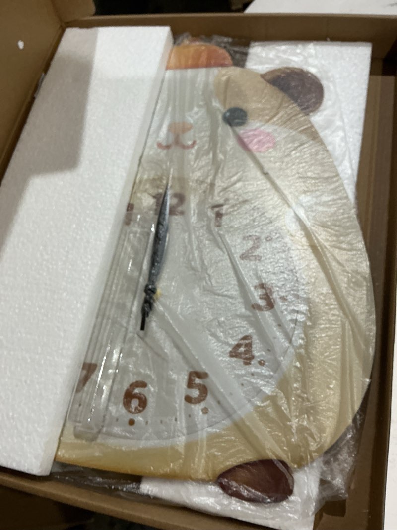 Condition photo showing Good Condition for cute guinea pig wall clock hamsters battery operated irregular shape clocks flat printing non ticking clock decorative for home living room bedroom office decoration, 12.63x16.14 inch