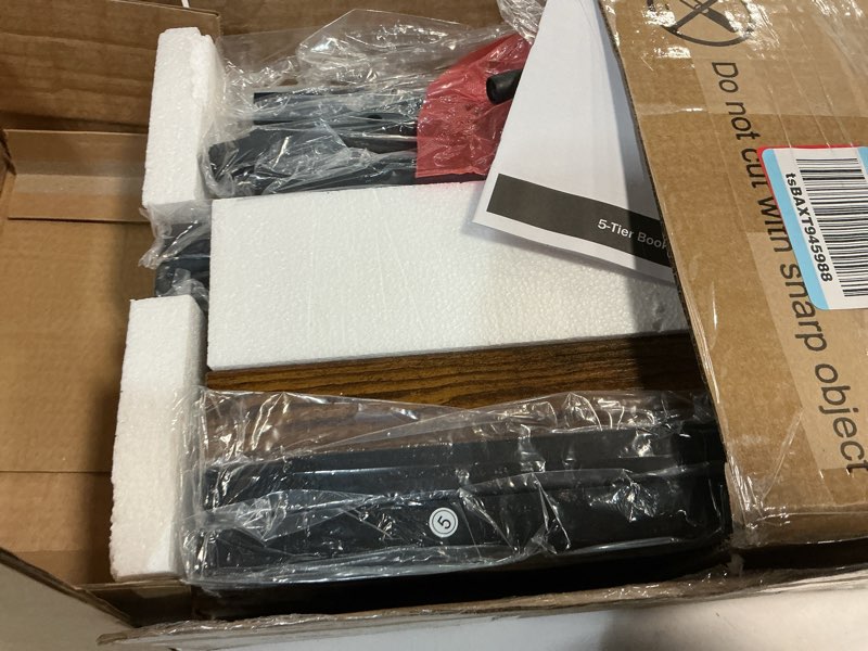 Condition photo showing Good Condition for Furologee 5 Tier Bookshelf with Drawer, Tall Narrow Bookcase with Shelves, Wood and Metal Bookshelves Storage Organizer, Industrial Display Standing Shelf Unit for Bedroom, Living Room, Rustic Brown 5 Tier Rustic Brown