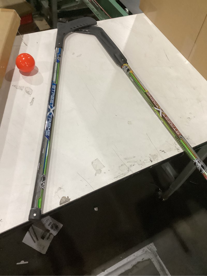 Condition photo showing New/Like New for Franklin Sports NHL Kids Street Hockey Stick Set - Includes (2) Youth Street Hockey Sticks + (1) Outdoor Roller Hockey Ball - Perfect Hockey Starter Set for Kids Goalie/Player Stick