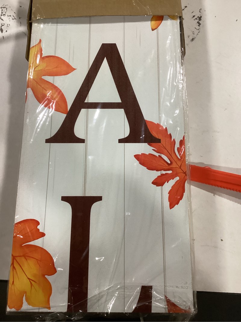 Hello Fall Welcome Sign, Autumn Large Welcome Porch Sign with Leaves and Pumpkin for Home Front Door