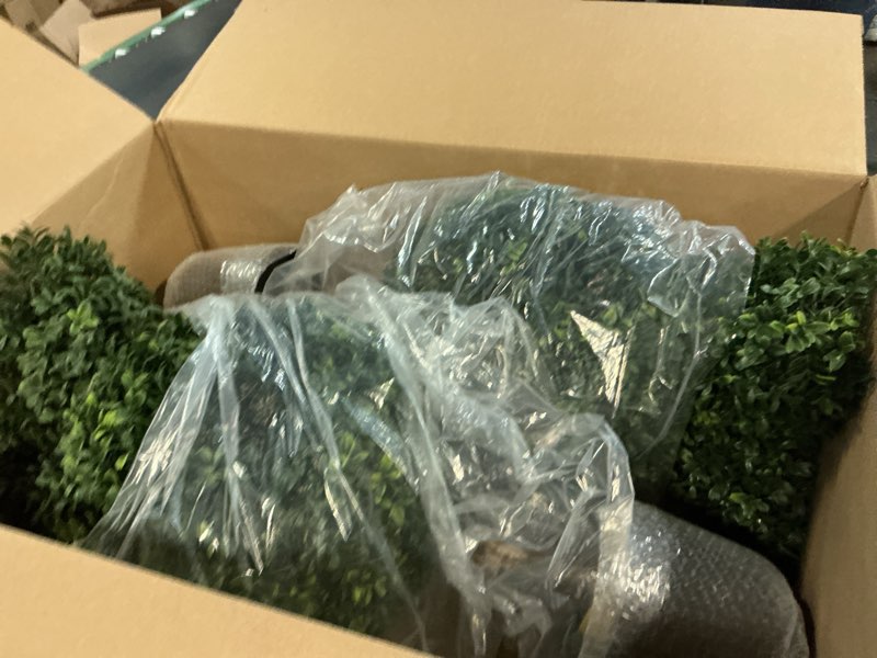 Condition photo showing New/Like New for 30'' artificial bunny-shaped topiary tree pot uv-resistant bowknot faux boxwood topiaries plant for porch decor outdoor/indoor 2 pack