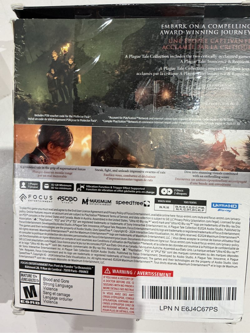 Condition photo showing As Is for a plague tale collection ps5