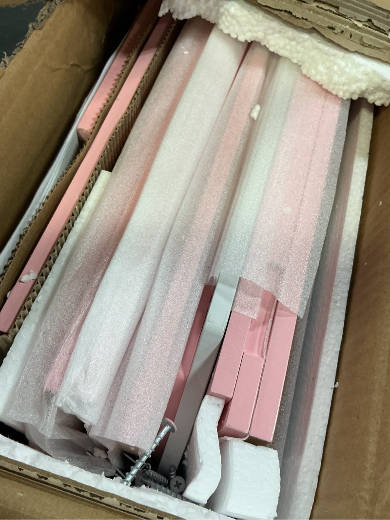 Condition photo showing Good Condition for Kitchen Playset for Kids Ages 3-8, Wooden Pretend Play Kitchen, Including Telephone, Ice Maker, Refrigerator, Dimensions: 35” H x 31” W x 12” D (Pink)