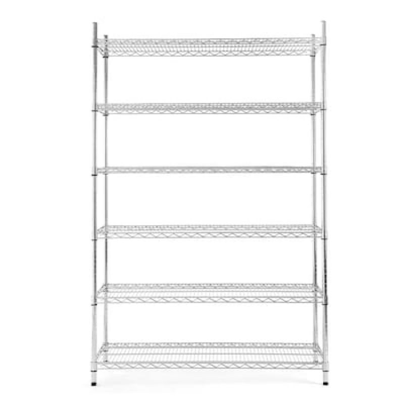 style selections 47.7-in w x 18-in d x 72-in h 6 -tier heavy duty chrome metal wire utility shelving
