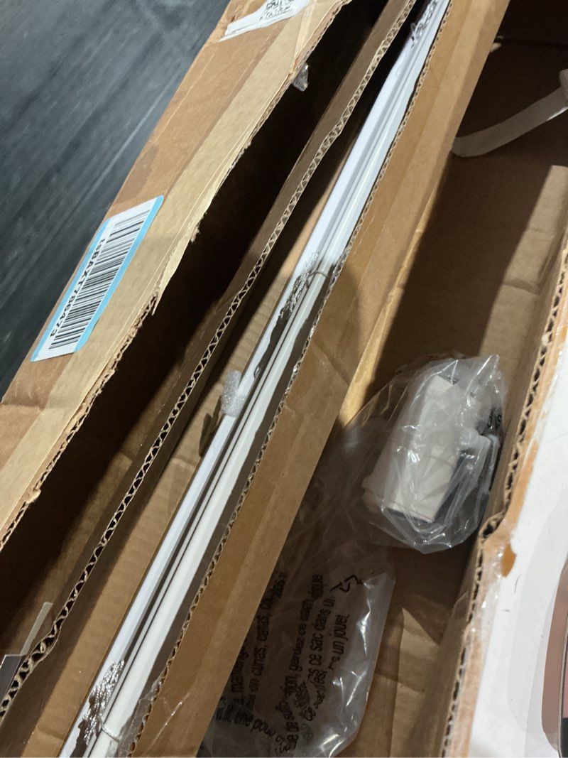 Condition photo showing As Is for lazblinds no tools no drill 1" vinyl mini blinds, cordless blinds for windows, light filtering horizontal window blinds & shades, 28" w x 72" h, white cordless-white 28" w × 72" h